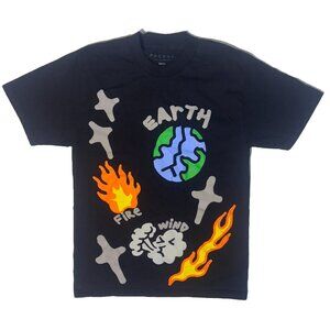 PacSun Elements Wind Fire Earth Puff Print Black Streetwear TShirt Small